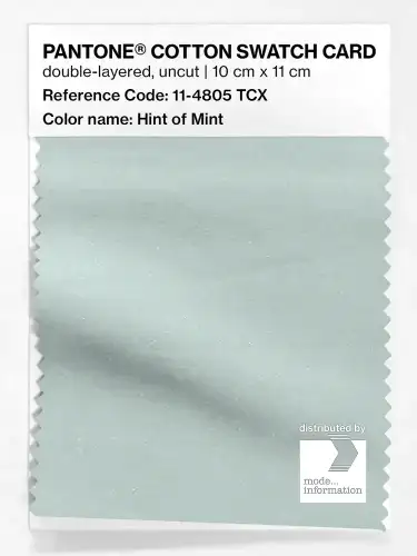 PANTONE® COTTON SWATCH CARD 11-4805 TCX Hint of Mint
