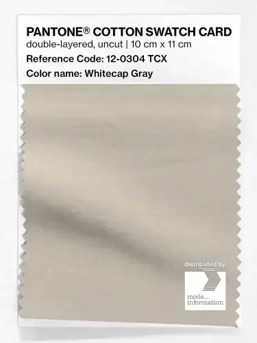 PANTONE® COTTON SWATCH CARD 12-0304 TCX Whitecap Gray