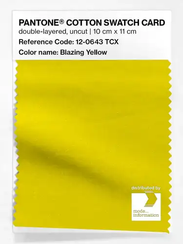PANTONE® COTTON SWATCH CARD 12-0643 TCX Blazing Yellow