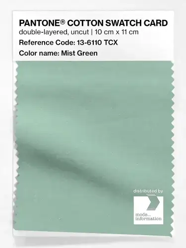 PANTONE® COTTON SWATCH CARD 13-6110 TCX Mist Green