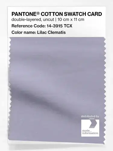 PANTONE® COTTON SWATCH CARD 14-3915 TCX Lilac Clematis