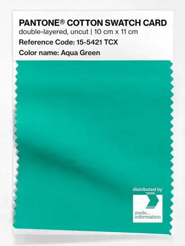 PANTONE® COTTON SWATCH CARD 15-5421 TCX Aqua Green