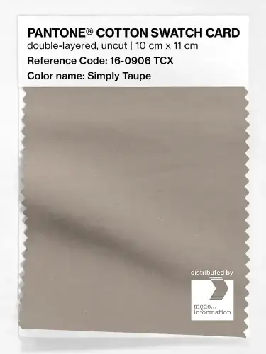 PANTONE® COTTON SWATCH CARD 16-0906 TCX Simply Taupe