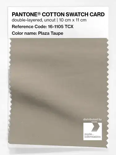 PANTONE® COTTON SWATCH CARD 16-1105 TCX Plaza Taupe