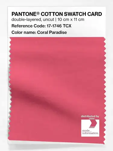 PANTONE® COTTON SWATCH CARD 17-1746 TCX Coral Paradise