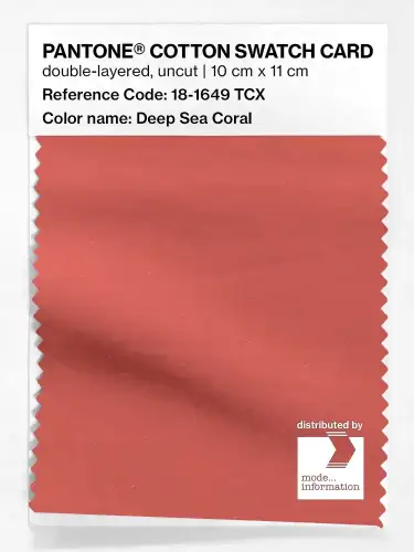 PANTONE® COTTON SWATCH CARD 18-1649 TCX Deep Sea Coral