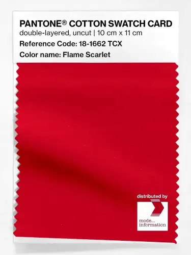 PANTONE® COTTON SWATCH CARD 18-1662 TCX Flame Scarlet