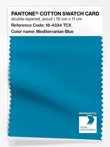 PANTONE® COTTON SWATCH CARD 18-4334 TCX Mediterranian Blue