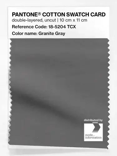 PANTONE® COTTON SWATCH CARD 18-5204 TCX Granite Gray