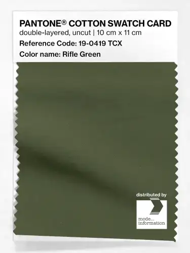PANTONE® COTTON SWATCH CARD 19-0419 TCX Rifle Green