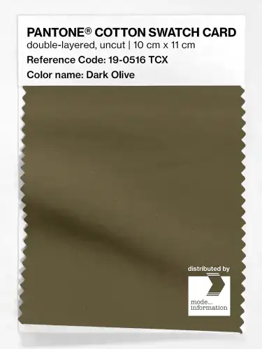 PANTONE® COTTON SWATCH CARD 19-0516 TCX Dark Olive