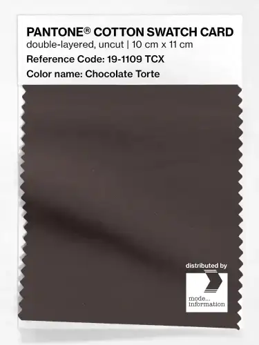 PANTONE® COTTON SWATCH CARD 19-1109 TCX Chocolate Torte