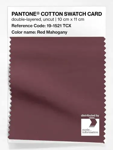 PANTONE® COTTON SWATCH CARD 19-1521 TCX Red Mahogany