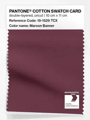 PANTONE® COTTON SWATCH CARD 19-1529 TCX Maroon Banner