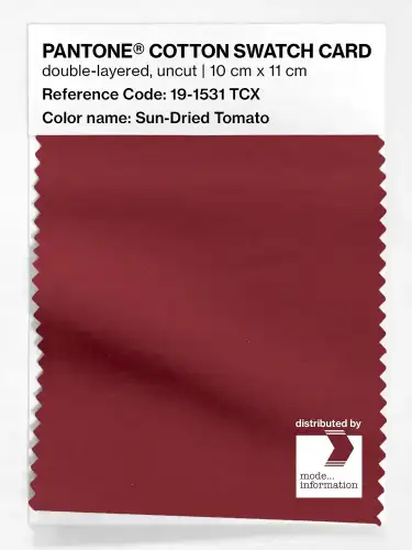 PANTONE® COTTON SWATCH CARD 19-1531 TCX Sun-Dried Tomato