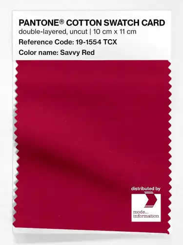 PANTONE® COTTON SWATCH CARD 19-1554 TCX Savvy Red