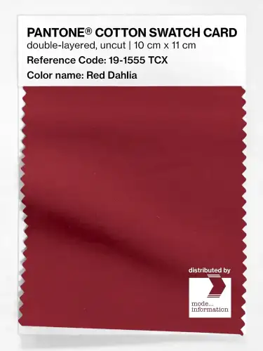 PANTONE® COTTON SWATCH CARD 19-1555 TCX Red Dahlia