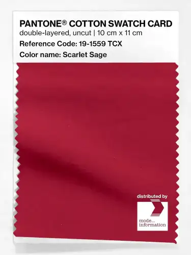 PANTONE® COTTON SWATCH CARD 19-1559 TCX Scarlet Sage