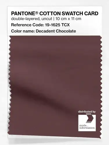 PANTONE® COTTON SWATCH CARD 19-1625 TCX Decadent Chocolate