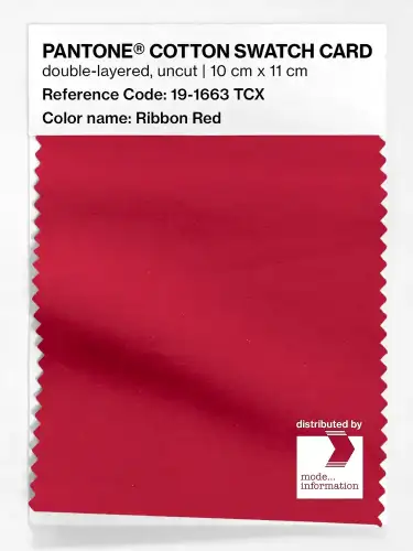 PANTONE® COTTON SWATCH CARD 19-1663 TCX Ribbon Red