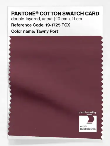 PANTONE® COTTON SWATCH CARD 19-1725 TCX Tawny Port
