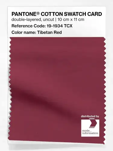 PANTONE® COTTON SWATCH CARD 19-1934 TCX Tibetan Red