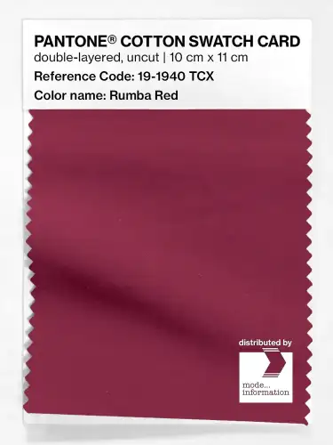 PANTONE® COTTON SWATCH CARD 19-1940 TCX Rumba Red