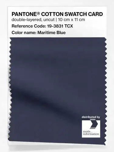 PANTONE® COTTON SWATCH CARD 19-3831 TCX Maritime Blue