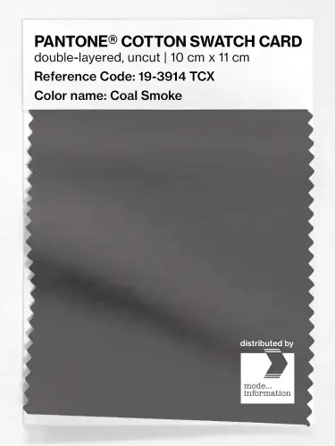 PANTONE® COTTON SWATCH CARD 19-3914 TCX Coal Smoke