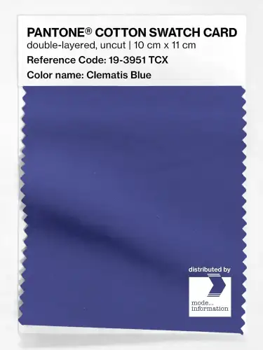 PANTONE® COTTON SWATCH CARD 19-3951 TCX Clematis Blue