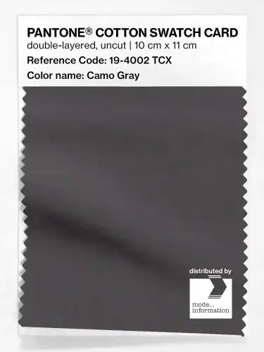 PANTONE® COTTON SWATCH CARD 19-4002 TCX Camo Gray