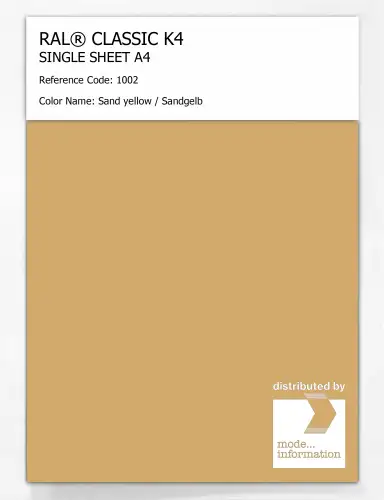 Artikelbild des Artikels “RAL® CLASSIC K4 SHEET SEMI MATT A4 1002 Sand yellow / Sandgelb “