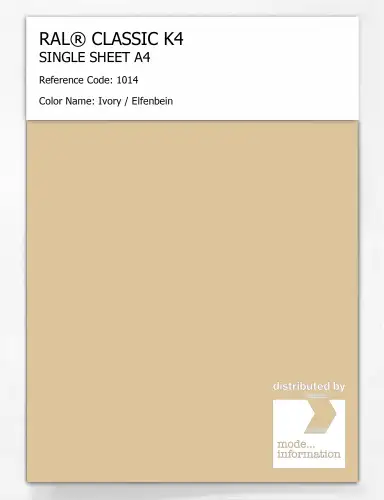 Artikelbild des Artikels “RAL® CLASSIC K4 SHEET SEMI MATT A4 1014 Ivory / Elfenbein “