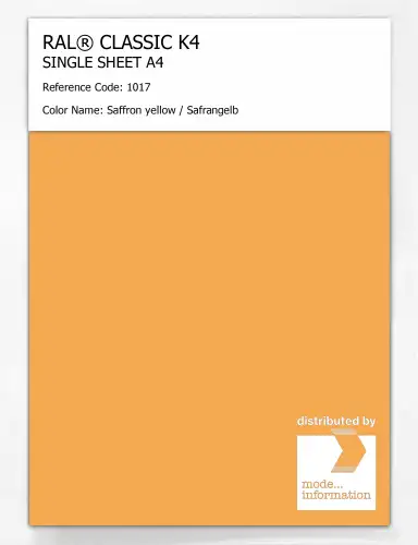 Artikelbild des Artikels “RAL® CLASSIC K4 SHEET SEMI MATT A4 1017 Saffron yellow / Safrangelb “
