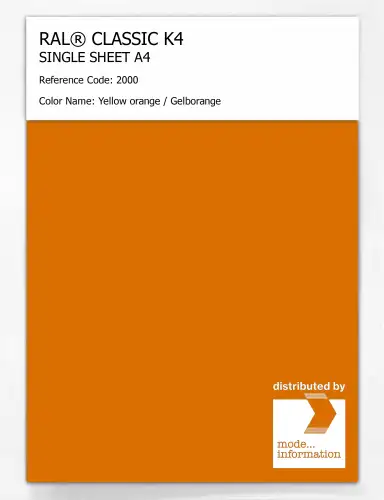 Artikelbild des Artikels “RAL® CLASSIC K4 SHEET SEMI MATT A4 2000 Yellow orange / Gelborange “