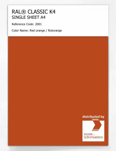 Artikelbild des Artikels “RAL® CLASSIC K4 SHEET SEMI MATT A4 2001 Red orange / Rotorange “