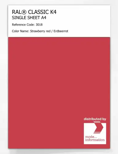 Artikelbild des Artikels “RAL® CLASSIC K4 SHEET SEMI MATT A4 3018 Strawberry red / Erdbeerrot “