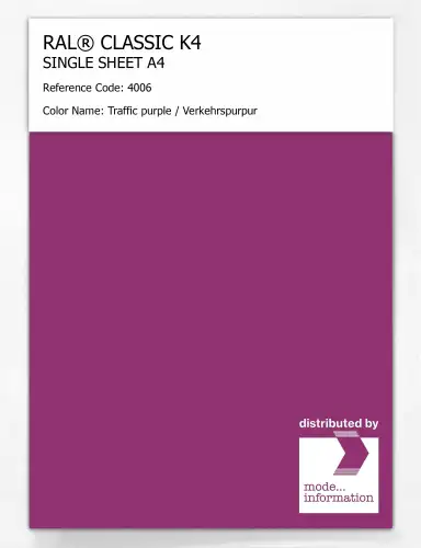 Artikelbild des Artikels “RAL® CLASSIC K4 SHEET SEMI MATT A4 4006 Traffic purple / Verkehrspurpur “