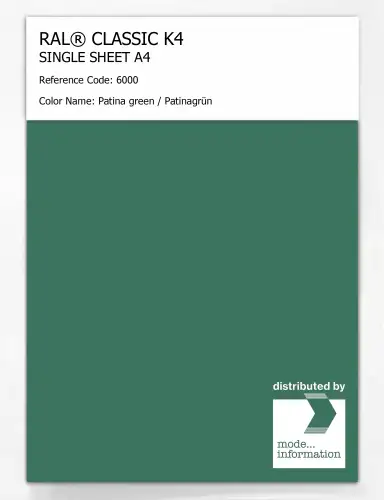 Artikelbild des Artikels “RAL® CLASSIC K4 SHEET SEMI MATT A4 6000 Patina green / Patinagrün “