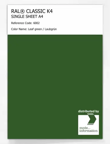 Artikelbild des Artikels “RAL® CLASSIC K4 SHEET SEMI MATT A4 6002 Leaf green / Laubgrün “