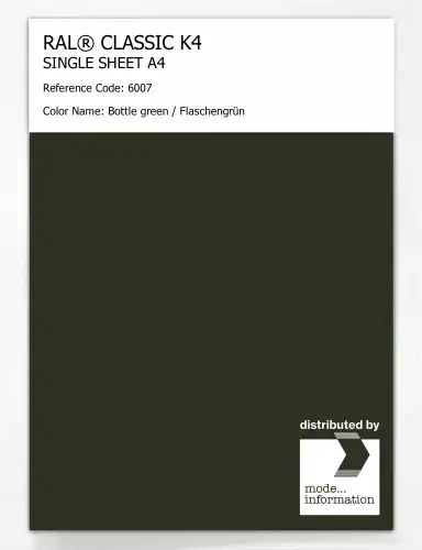 Artikelbild des Artikels “RAL® CLASSIC K4 SHEET SEMI MATT A4 6007 Bottle green / Flaschengrün “