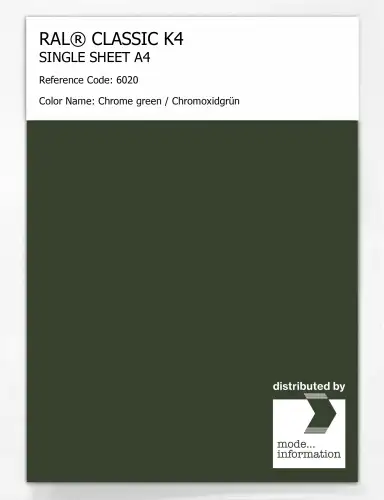 Artikelbild des Artikels “RAL® CLASSIC K4 SHEET SEMI MATT A4 6020 Chrome green / Chromoxidgrün “