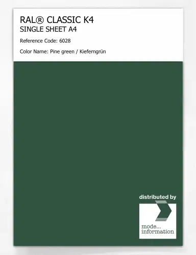 Artikelbild des Artikels “RAL® CLASSIC K4 SHEET SEMI MATT A4 6028 Pine green / Kieferngrün “