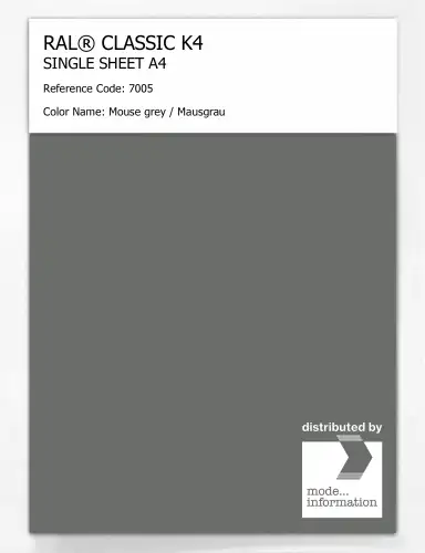 Artikelbild des Artikels “RAL® CLASSIC K4 SHEET SEMI MATT A4 7005 Mouse grey / Mausgrau “