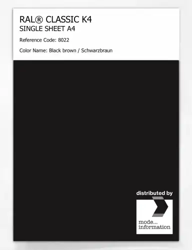 Artikelbild des Artikels “RAL® CLASSIC K4 SHEET SEMI MATT A4 8022 Black brown / Schwarzbraun “