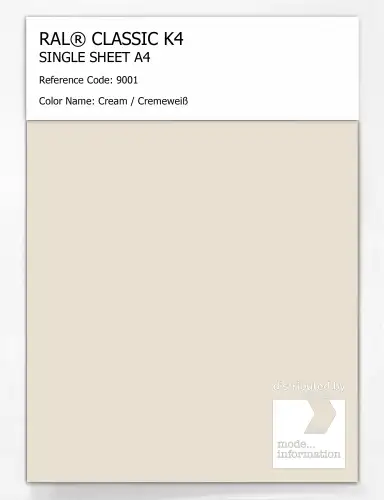 Artikelbild des Artikels “RAL® CLASSIC K4 SHEET SEMI MATT A4 9001 Cream / Cremeweiß “