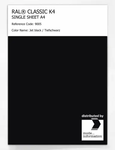 Artikelbild des Artikels “RAL® CLASSIC K4 SHEET SEMI MATT A4 9005 Jet black / Tiefschwarz “