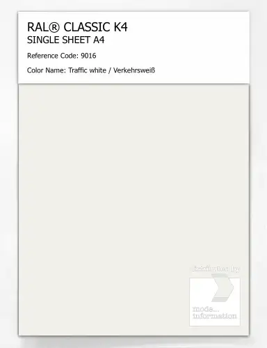 Artikelbild des Artikels “RAL® CLASSIC K4 SHEET SEMI MATT A4 9016 Traffic white / Verkehrsweiß “