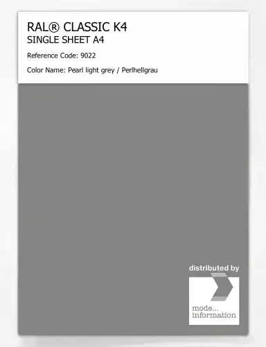 Artikelbild des Artikels “RAL® CLASSIC K4 SHEET SEMI MATT A4 9022 Pearl light grey / Perlhellgrau “
