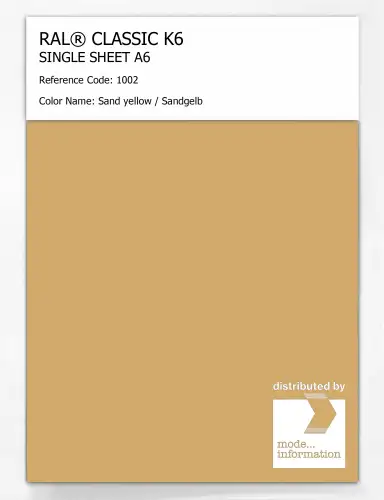 Artikelbild des Artikels “RAL® CLASSIC K6 SINGLE SHEET A6 1002 Sand yellow / Sandgelb “
